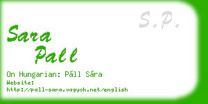 sara pall business card